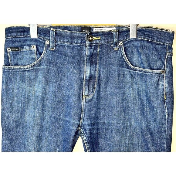RVCA Jeans Mens Regulars The Balance Of Opposites Slim Blue Size 36 - Picture 3 of 15